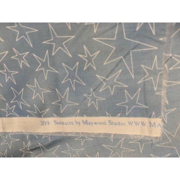 Maywood Studio Saltaire Star Pattern Fabric 12x38 Inches Blue & White Cotton Qui - Picture 4 of 5